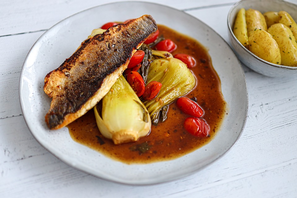 Baked Sea Bass with Mediterranean Vegetables